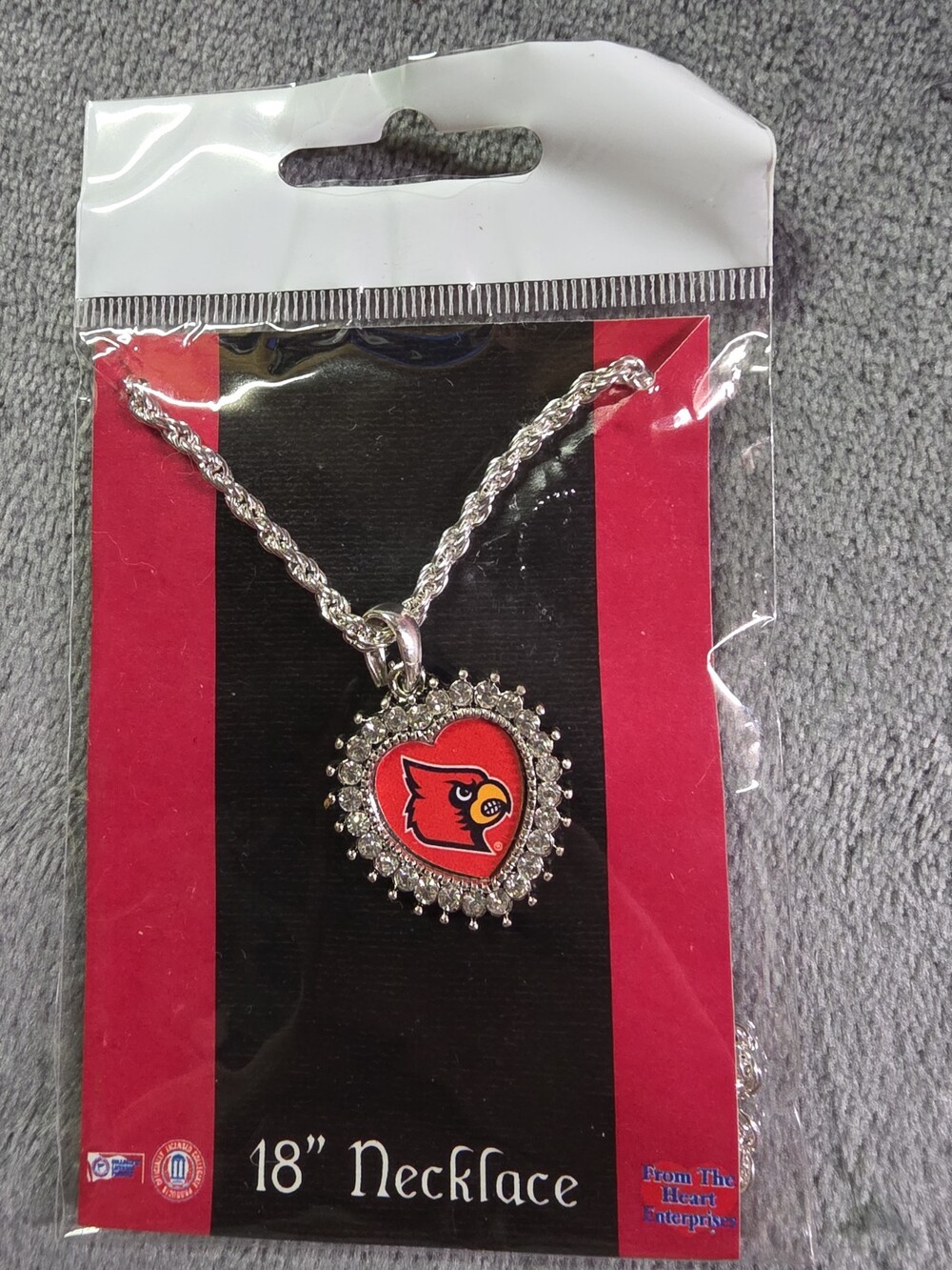 NCAA Louisville Cardinals Team Love Necklace W/Rhinestones